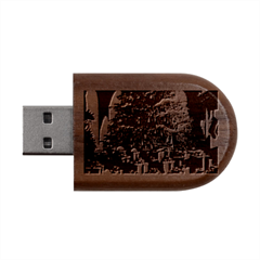 Merry Christmas Wood Oval Usb Flash Drive