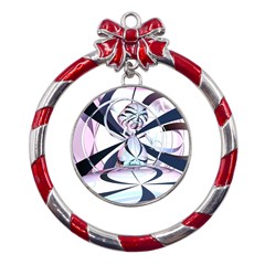 Vanilla Dream Metal Red Ribbon Round Ornament