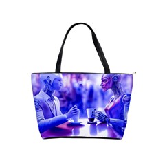 Cyborgs Couple Eating Drinks At Street Coffee (ai) Classic Shoulder Handbag