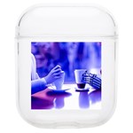 Cyborgs couple eating drinks at street coffee (AI) Soft TPU AirPods 1/2 Case Front