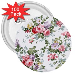 Floral Elements Peony Chinese Rose 3  Buttons (100 Pack) 