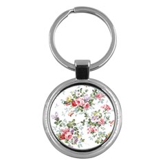 Floral Elements Peony Chinese Rose Key Chain (round)