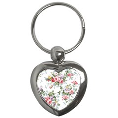 Floral Elements Peony Chinese Rose Key Chain (heart)