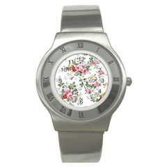 Floral Elements Peony Chinese Rose Stainless Steel Watch