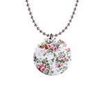 Floral Elements Peony Chinese Rose 1  Button Necklace Front