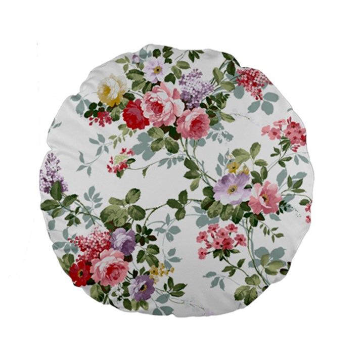 Floral Elements Peony Chinese Rose Standard 15  Premium Round Cushions