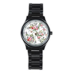 Floral Elements Peony Chinese Rose Stainless Steel Round Watch