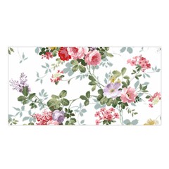 Floral Elements Peony Chinese Rose Satin Shawl 45  X 80 