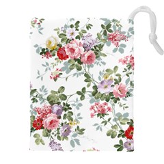 Floral Elements Peony Chinese Rose Drawstring Pouch (4xl) by Grandong