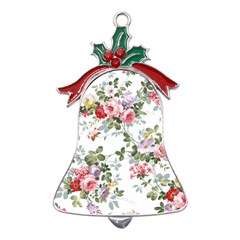 Floral Elements Peony Chinese Rose Metal Holly Leaf Bell Ornament