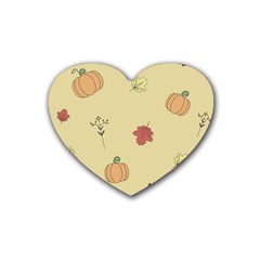 Halloween Fall Pattern Rubber Heart Coaster (4 Pack)