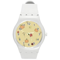 Halloween Fall Pattern Round Plastic Sport Watch (m)