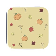 Halloween Fall Pattern Square Metal Box (black)