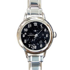 Snowflakes Snow Snowfall Snowing Round Italian Charm Watch