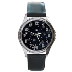 Snowflakes Snow Snowfall Snowing Round Metal Watch