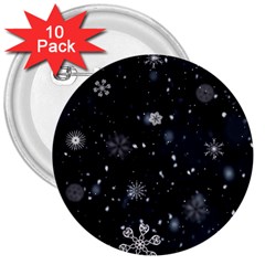 Snowflakes Snow Snowfall Snowing 3  Buttons (10 Pack) 