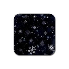 Snowflakes Snow Snowfall Snowing Rubber Coaster (square)