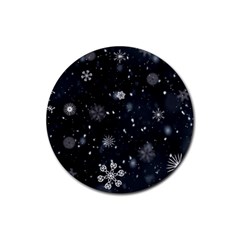 Snowflakes Snow Snowfall Snowing Rubber Coaster (round)