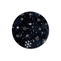 Snowflakes Snow Snowfall Snowing Magnet 3  (round)