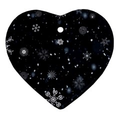 Snowflakes Snow Snowfall Snowing Heart Ornament (two Sides)