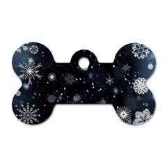 Snowflakes Snow Snowfall Snowing Dog Tag Bone (one Side)