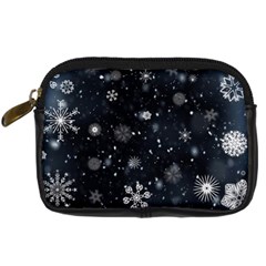 Snowflakes Snow Snowfall Snowing Digital Camera Leather Case by Apenda