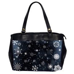 Snowflakes Snow Snowfall Snowing Oversize Office Handbag (2 Sides) by Apenda