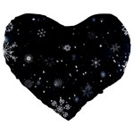 Snowflakes Snow Snowfall Snowing Large 19  Premium Heart Shape Cushions Front