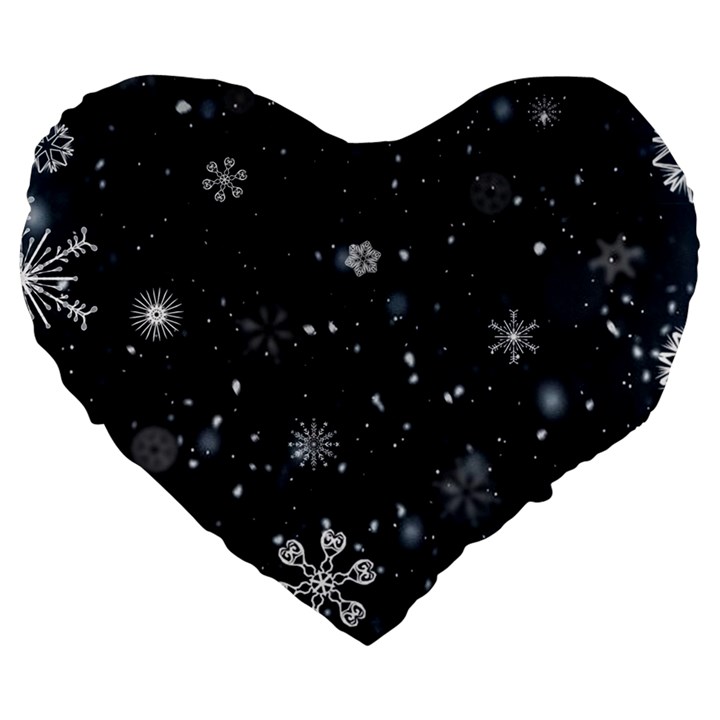 Snowflakes Snow Snowfall Snowing Large 19  Premium Heart Shape Cushions