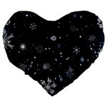 Snowflakes Snow Snowfall Snowing Large 19  Premium Heart Shape Cushions Back