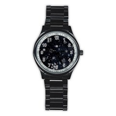 Snowflakes Snow Snowfall Snowing Stainless Steel Round Watch