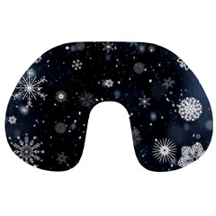 Snowflakes Snow Snowfall Snowing Travel Neck Pillow