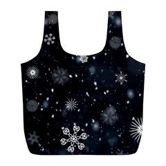 Snowflakes Snow Snowfall Snowing Full Print Recycle Bag (l) by Apenda