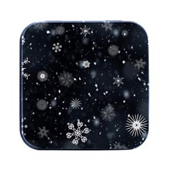 Snowflakes Snow Snowfall Snowing Square Metal Box (black)