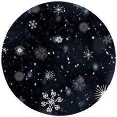 Snowflakes Snow Snowfall Snowing Wooden Puzzle Round by Apenda