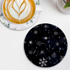 Snowflakes Snow Snowfall Snowing Uv Print Round Tile Coaster