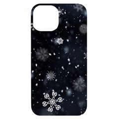 Snowflakes Snow Snowfall Snowing Iphone 14 Black Uv Print Case by Apenda