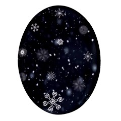 Snowflakes Snow Snowfall Snowing Oval Glass Fridge Magnet (4 Pack) by Apenda