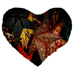 Stars Lanterns Lighting Large 19  Premium Heart Shape Cushions