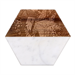 Stars Lanterns Lighting Marble Wood Coaster (hexagon) 