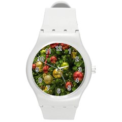 Christmas Tree Ornament Deco Round Plastic Sport Watch (m) by Apenda