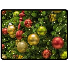 Christmas Tree Ornament Deco Two Sides Fleece Blanket (large)