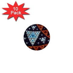 Fractal Triangle Geometric Abstract Pattern 1  Mini Buttons (10 Pack) 