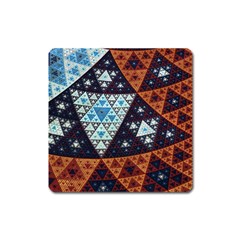 Fractal Triangle Geometric Abstract Pattern Square Magnet