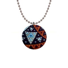 Fractal Triangle Geometric Abstract Pattern 1  Button Necklace