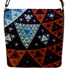 Fractal Triangle Geometric Abstract Pattern Flap Closure Messenger Bag (s)