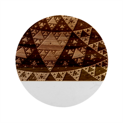 Fractal Triangle Geometric Abstract Pattern Marble Wood Coaster (round) by Cemarart