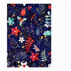 Festive Floral Pattern Christmas Blue Floral Flower Foliage Leaves Pattern Red Snow Winter Small Garden Flag (two Sides) by Maspions