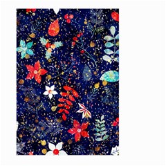 Festive Floral Pattern Christmas Blue Floral Flower Foliage Leaves Pattern Red Snow Winter Large Garden Flag (two Sides) by Maspions