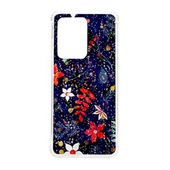 Festive Floral Pattern Christmas Blue Floral Flower Foliage Leaves Pattern Red Snow Winter Samsung Galaxy S20 Ultra 6 9 Inch Tpu Uv Case